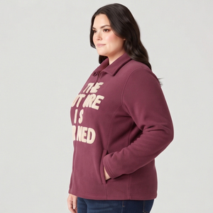 Veste polaire à col rabattu grande taille pour femme, fabrication de vestes polaires brodées en chenille, manteau d'hiver chaud pour femmes - Product Image 3