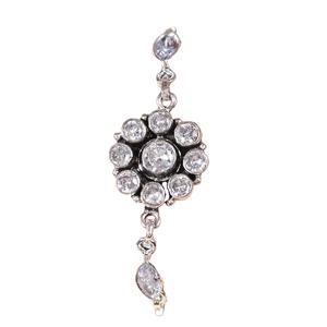 Antique Silver Plated Brass Ethnic Flower <b>Beaded</b> <b>Bracelet</b> with Round Cut Cubic Zirconia for Women's Engagement Jewelry - Product Image 1