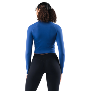 เสื้อชั้นในกีฬาแขนยาวแบบซิปด้านหน้าสำหรับผู้หญิง เสื้อครอปท็อปสำหรับโยคะ ยิม ออกกำลังกาย ยืดหยุ่นได้ กระชับรูปร่าง เหมาะสำหรับการฝึกซ้อมและฟิตเนส - Product Image 4