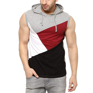 2026 Men's <b>Sleeveless</b> Hooded Tank Top Solid Black Quick Dry Knitted Regular Fit Casual Summer Wear <b>Hoodie</b> For Online Sale - Product Image 4