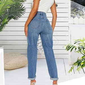 Jeans Modernos para Mamá, 100% Algodón, Cintura Alta, Diseño a la Altura del Tobillo, Estilo Casual, Moda Urbana, Looks de Fin de Semana - Product Image 6