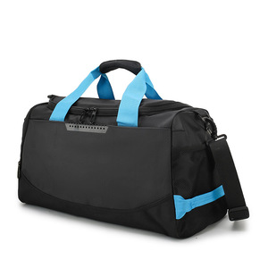 Bolsa Deportiva Oxford Negra Unisex con Asas Azules, Múltiples Compartimentos, Resistente al Agua, Mochila de Entrenamiento, Forma Rectangular - Product Image 1