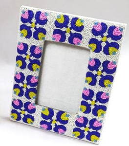 Trendy Seed Bead Photo <b>Frame</b> Multicolor Glass Beaded Picture <b>Frames</b> Tabletop Home Decor Vertical Display Rectangle Beading Off - Product Image 2