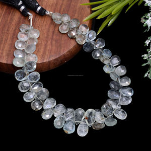 Cuentas de Piedras Preciosas de Aguamarina Natural Hechas a Mano de Primera Calidad, Forma de Pera Facetada, Hilo de 8 Pulgadas para Hacer Joyas, Pulseras y Collares - Product Image 4