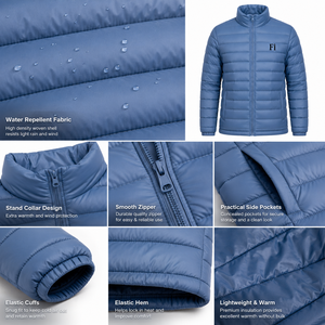 Vestes matelassées légères pour hommes, coupe-vent, décontractées, imperméables, isolées et chaudes pour l'hiver, fournisseur OEM B2B USA - Product Image 5