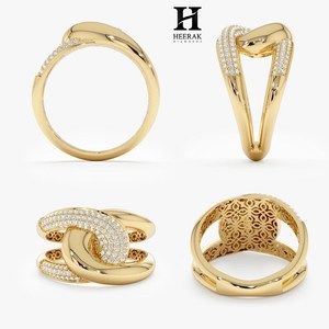 Luxury Lab Grown Diamond Knotted Dome <b>Ring</b> 14K <b>Gold</b> Interlocking Statement Band VVS EF Certified Micro-Pavé Bold <b>Cocktail</b> <b>Ring</b> - Product Image 6