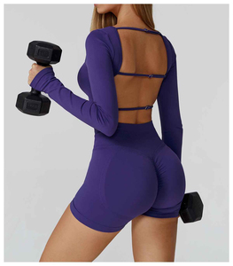 Ensembles de yoga écologiques pour femmes grandes tailles, 2 pièces, dos nu à bretelles halter, taille élastique sans couture, séchage rapide, respirant, Spandex/Nylon - Product Image 4