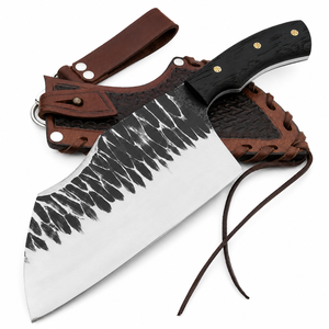 D2 Steel Serbian Hunting & Camping <b>Knife</b> Brushed Wenge Wood Handle Leather Sheath Straight Edge 0.5mm Thickness OEM - Product Image 4