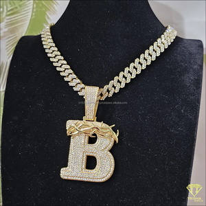 Collier pendentif de luxe « DRE » avec diamant de laboratoire, chaîne cubaine, bijou tendance hip-hop - Product Image 6
