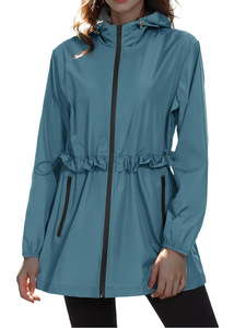 Chaqueta Impermeable Verde Casual con Capucha para Mujer, Abrigo con Cordón Ajustable en la Cintura, Ropa de Lluvia, Cortavientos de Moda para Exteriores, Nueva Prenda Superior Femenina - Product Image 2