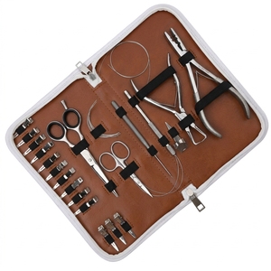 Professional Hair Extension Kit 3 Hole Crimping Plier Hair Pulling Hook Tool Thread Cutting Mini Scissor Barber Shears OEM - Product Image 1