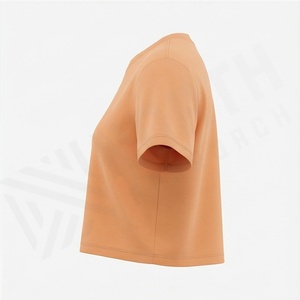 Camisetas Cortas Sexys de Manga Corta para Mujer, Color Personalizado, Alta Calidad, Cómodas, de Tela Satinada Suave, Cuello Redondo - Product Image 3