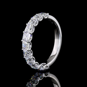 Bague de fiançailles et de mariage classique en diamant taille Asscher cultivé en laboratoire, en or 10K, 14K, 18K ou en argent 925, 935 - Product Image 3