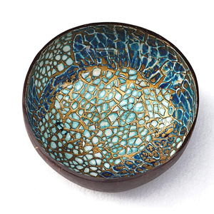 Tazón de Coco de Lujo Hecho a Mano, Tazón Artesanal con Incrustaciones de Madreperla y Lacado, Tazón Ecológico para Servir - Product Image 2