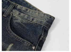 Jeans de Mezclilla para Hombre, Corte Slim Fit, Sin Elasticidad, Diseño Desgastado y Detalles Descoloridos, para Verano - Product Image 3
