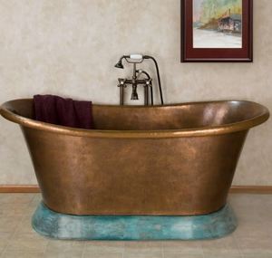 Bañera Ovalada Independiente de Cobre con Acabado Martillado para Baño, Hotel o Villa - Product Image 4