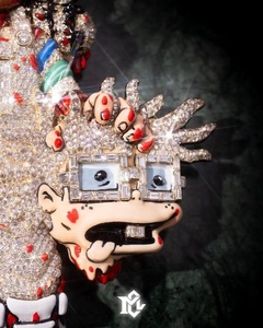 Pendentif 3D Chucky en Moissanite VVS taille brillant, serti griffe, personnalisable, en argent sterling 925 plaqué or, luxe unisexe, style glacé - Product Image 3