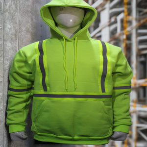 Pull à capuche en coton FR réfléchissant de construction avec sweat à capuche résistant aux flammes à rayures réfléchissantes - Product Image 2