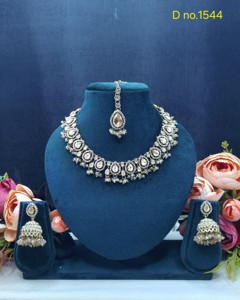 Exquisite Pear Cut Stone Studded Necklace <b>Set</b> Traditional Wear Jewelry <b>Sets</b> Antique Gold Plated Fashion <b>Jewellery</b> <b>Set</b> For Womens - Product Image 6
