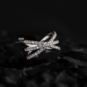 Criss <b>Cross</b> Lab Grown Diamond Brilliant Cut Wedding <b>Ring</b> 14K Gold Pave Bridal Minimalist Anniversary Band Wholesale Supplier EGL - Product Image 1