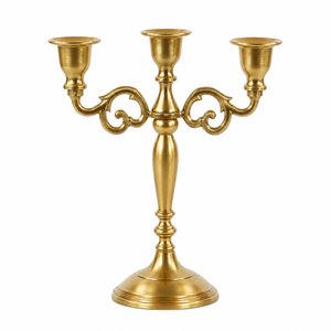 Candélabre à 5 bras sur pied, grand chandelier argenté pour centre de table de mariage et décoration d'événements - Product Image 2