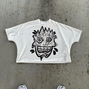 T-shirts vintage de haute qualité unisexes, effet délavé, surdimensionnés, avec logo personnalisé imprimé, t-shirt pour homme - Product Image 1