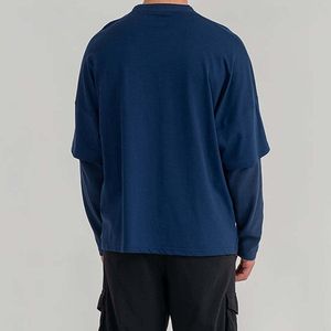 เสื้อยืดแขนคู่ผู้ชาย ผ้าฝ้าย 100% ใส่สบาย ทรงหลวม พิมพ์ลายโลโก้ด้านหน้า พร้อมป้ายยี่ห้อ - Product Image 3