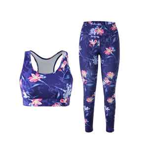 Hot Selling Floral Design Print Yoga Sets Unique Design High Quality Sublimation Print High Support Yoga Bra & Leggings - Product Image 1