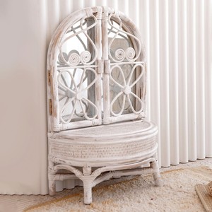 Preschooler dress up play vanity rattan makeup <b>table</b> set with mirror children make-up <b>tables</b> - Product Image 6