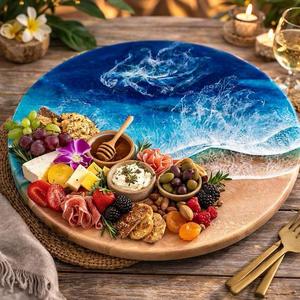 Planche à découper en bois et résine de qualité supérieure, faite à la main, durable, pour la préparation et le service des légumes, des fruits et de la viande - Product Image 3