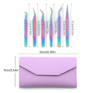 Kaamir Instruments Professional Eyelash Tweezers Stainless Steel Anti-Magnetic Pink Gradient Handle Smooth Tip 10mm for <b>Lash</b> - Product Image 2