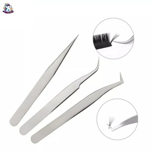 Ensemble de pinces à cils en acier inoxydable Ryzer Studio, 1 pièce, pointe incurvée et pointue, outils de beauté pour extensions de cils, maquillage et outils - Product Image 4