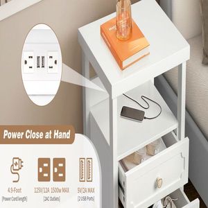 2 <b>Drawer</b> Wood Nightstand End <b>Side</b> <b>Table</b> for Bedroom & Living Room - Product Image 5