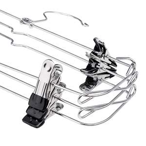 6 Tier Chrome Finish Foldable Hangers Space-Saving Skirt & Pant <b>Clips</b> for Women's <b>Clothes</b> & Scarf Bra Organizing Kitchen Closet - Product Image 2