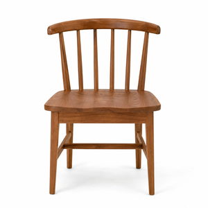 Chaise de salle à manger scandinave moderne en teck massif avec dossier bas incurvé, imperméable, écologique et durable - Product Image 1