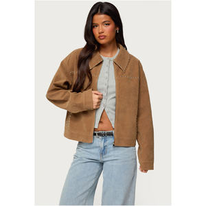 Chaqueta Corta de Alta Calidad para Mujer Avirex, Chaqueta Bomber de Cuero Rosa para Otoño, Teñida en Color Liso con Patrón Sólido - Product Image 1