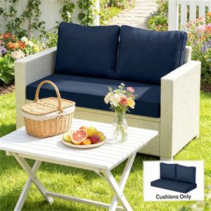 Cuscini per Divano da Esterno Blu Navy, 2 Cuscini per Arredamento da Terrazza - Solo Cuscino - Product Image 1