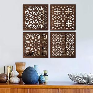 Panneau mural décoratif moderne en bois découpé au laser avec insert en verre, épaisseur personnalisable, pour salon et décoration intérieure - Product Image 4