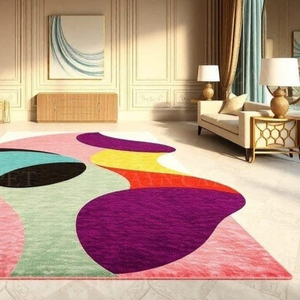 Tapis décoratif de luxe, tissé à la main, design abstrait pastel, tapis d'intérieur naturel, décoration de la maison, meilleur prix, tapis à motifs abstraits modernes - Product Image 3