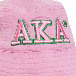 AKA Forest Green & Light Pink Raised 3D Embroidered <b>Bucket</b> <b>Hat</b> <b>Reversible</b> Greek Sorority Cap OEM ODM Wholesale - Product Image 5