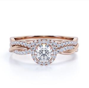 แหวนหมั้นหรูหราประดับเพชรโมอิสซาไนต์ทรงบริลเลียนต์ 1.6 กะรัต ดีไซน์มิลเกรน ชุบทอง 18K บนตัวเรือนเงินสเตอร์ลิง รุ่นขายดี - Product Image 1