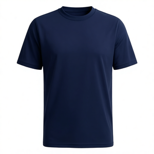 Men's Black Short Sleeve Crew Neck Moisture Wicking <b>Polyester</b> <b>T</b>-<b>Shirt</b> Regular Fit Solid Color All Seasons Sport Top - Product Image 2