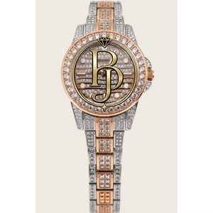 Montre de sport de luxe Rose Radiance, mouvement à quartz Shanghai, cadran en verre cristal serti de diamants, livrée en coffret pour femme - Product Image 1
