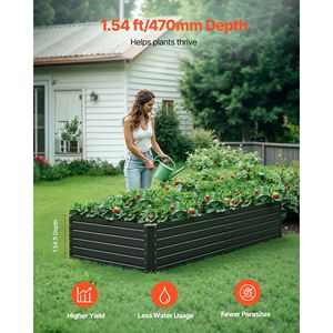 Grand bac à plantes extérieur en métal Galvalume 6,7 x 3 x 1,5 pieds, jardinière à fond ouvert, ensembles de jardinage - Product Image 2