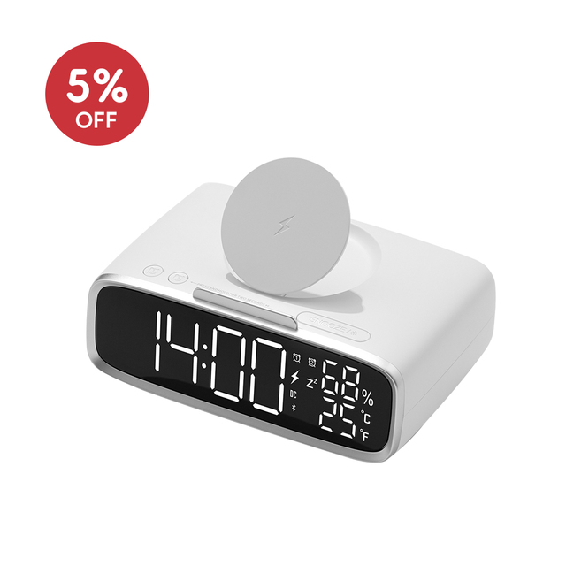 Wireless Multi-Function Audio Speaker With Bedside Light Alarm Clock IPX6 Waterproof Comes in Retail Box With Wireless Charging