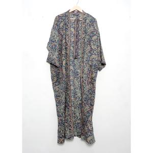 Kimono de Talla Única con Estampado Floral Vintage, Saari de Seda con Parches, Elegante y Casual, con Cierre de Cordón, Suave, Transpirable y Sexy, de Longitud Completa - Product Image 4