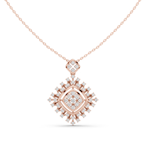 Pendentif en or jaune 14 carats avec diamant de laboratoire taille ronde pour femme, idéal pour les mariages – Nouveau diamant cultivé - Product Image 3