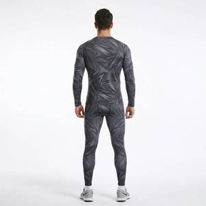 Combinaison de sport pour homme à manches longues, imprimée, col rond, taille élastique, ajustée, respirante, anti-transpiration, séchage rapide, toutes saisons - Product Image 4