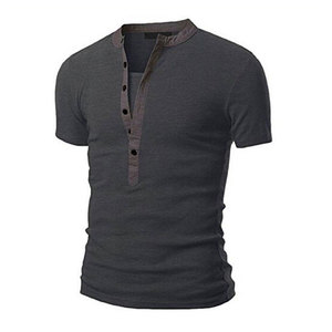 <b>Mens</b> <b>Navy</b> <b>Blue</b> Short Sleeve Henley <b>T</b> <b>Shirt</b> Slim Fit Knitted Casual Solid Color V Neck Button Placket Soft Breathable Lightweight - Product Image 4