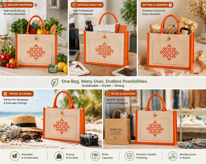 Sac fourre-tout en jute laminé bicolore avec poignée en corde, écologique, réutilisable, sac de shopping personnalisé avec logo imprimé, sac promotionnel avec poche - Product Image 3